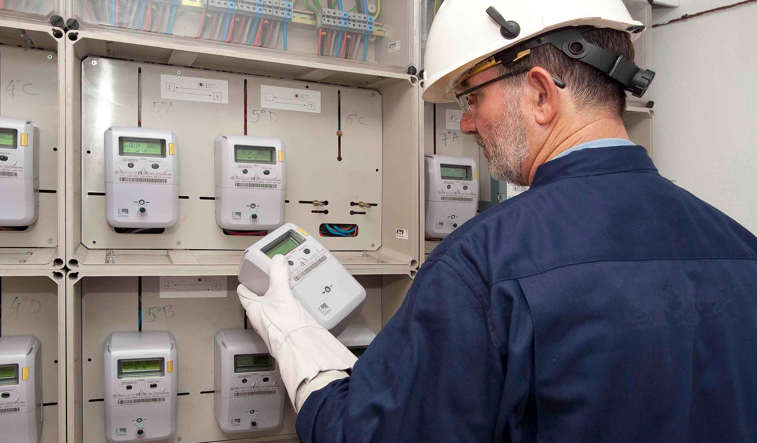 Operator working on a centralised meter system